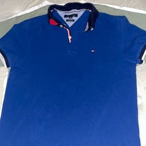 Blue tommy hilfger button up tee medium